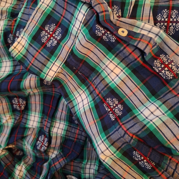 Talbots Blue and Green Plaid Button Down Shirt - Picture 2 of 3